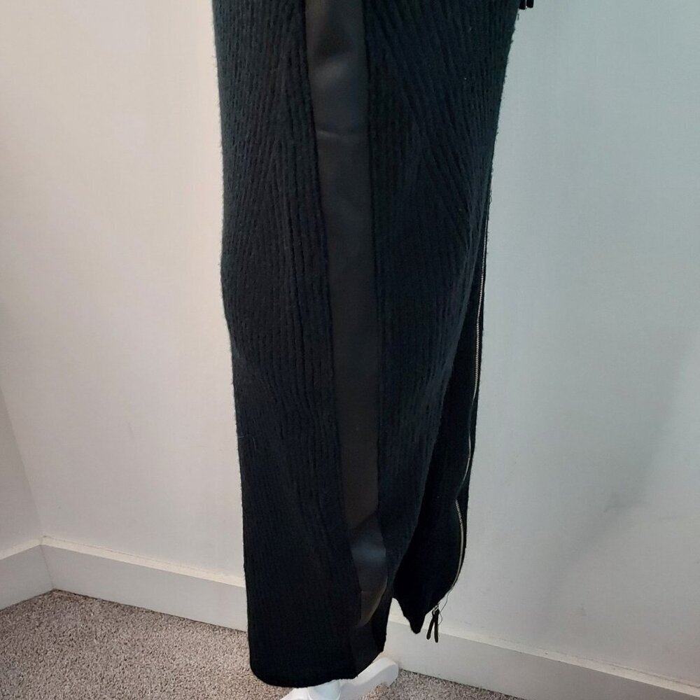 Anthropologie Pilcro Faux Leather Trimmed Zip Duster Cardigan Sweater Size Small - Picture 12 of 12